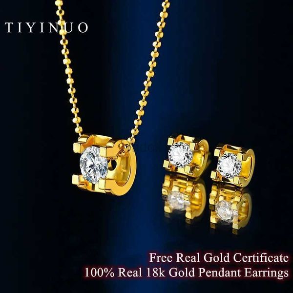 Colares pendentes tiyinuo genuíno au750 real 18k Gold Moissanite Diamond Pingente Brincos para Mulher Jóias Finas Presente de Casamento de Jóias 240419