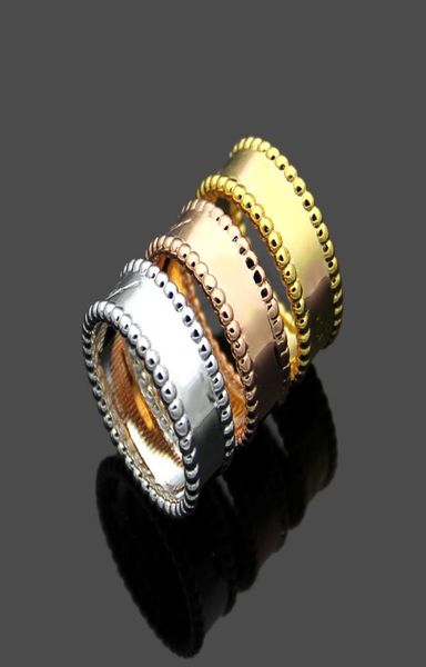 Classic Double Row Steel Ball Men and Women Ring 18K Rose Gold Flower Casal Ring Christmas Presente8751090