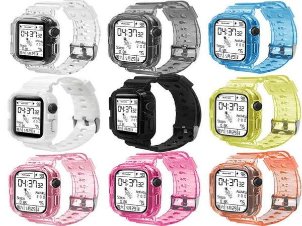 Silikon Kristal Clear Sports Wristband Apple Watch Serisi SE6 5 44mm 42mm Yedek Kayış Iwatch 3 2 38mm 40mm261l7643680