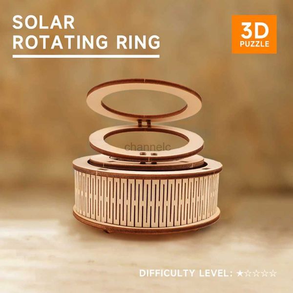 Puzzle 3D fai -da -te rotaggio solare a doppio anello kit modello scientifico giocattoli per la fisica creativa set di giocattoli scientifici del modello in legno 240419