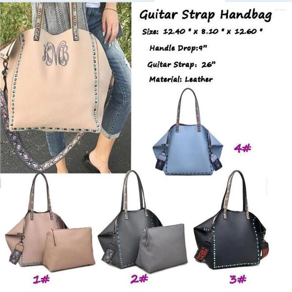 Omuz çantaları moda kadın çantası düz renkli pu deri çanta seti kişiselleştirilmiş gitar kayış crossbody el çantası bayanlar