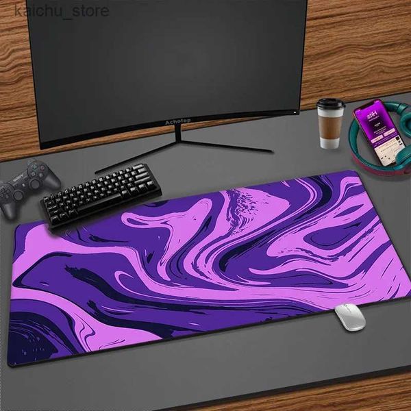 Cuscinetti per mouse polso pognone pognino in marmo viola liquido mousepad art deskmat xxl deskpad protector tappetino tappetino topo cuscinetto 900x400 tappeto di tappeto esteso Y240419