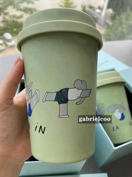 Дизайнерские тумблеры Кубок классический зеленый слон Кофейная чашка Классическая буква печатана из нержавеющей стали чашка изоляции.