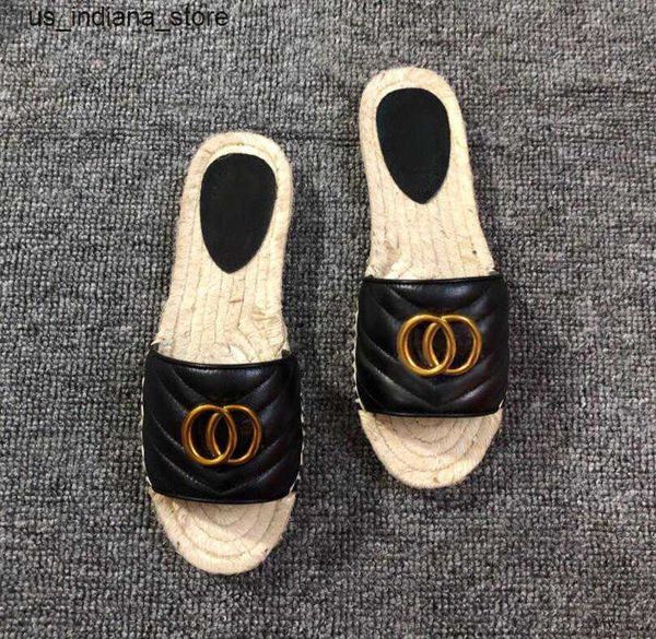 Sandals Designer Plataforma de verão Sandálias casuais moda letra dourada de fundo liso liso de fisherman sapatos de couro de couro de cabinela de cabinela de renda de grama grande 35-42 q240419