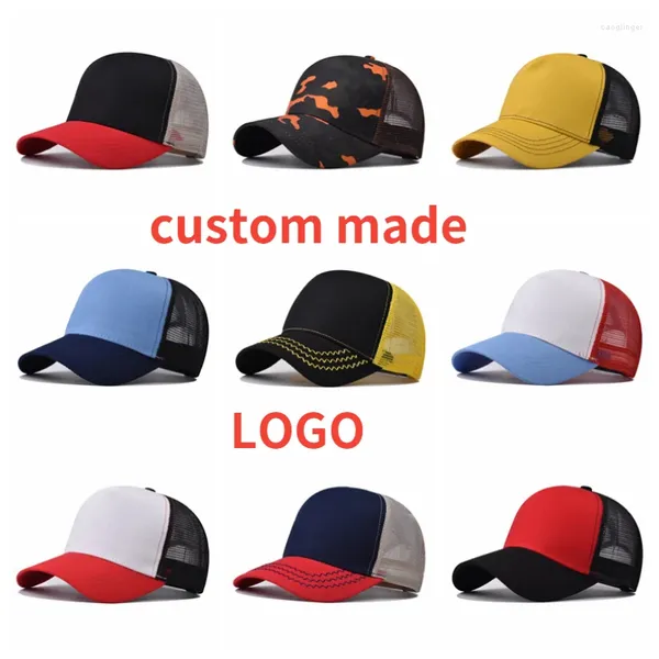 Шариковые шапки на заказ логотип многоцветный классический сетчатый кепка Простая цветовая блокировка дышащие бейсбольные шляпы хип -хоп шляпы для костей