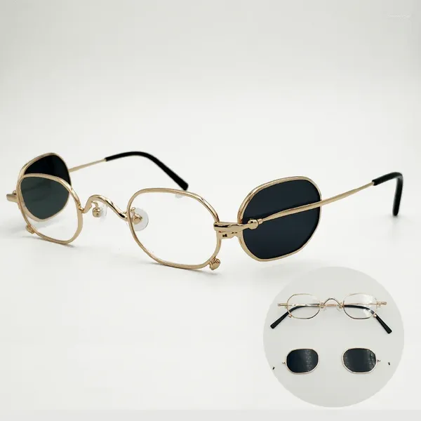 Óculos de sol Quadros vintage Metal Flip 4 Lente Eye Glasse Retro Retângulo Optical Miopia Reading Prescription Óculos quadro