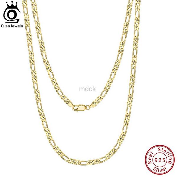 Colares pendentes Orsa Jewels feitos à mão italiana de 3,3 mm de corte de corrente de diamante Figaro Colar 18K Gold sobre 925 Sterling Silver Men Jeia Mulher SC34 240419