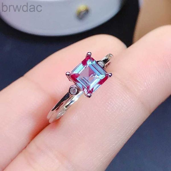 Solitaire Ring Natural Alexandrite Ladys Ring 925 Sterling Silver Princess Square Neue Stil Empfehlung 1.5CT D240419