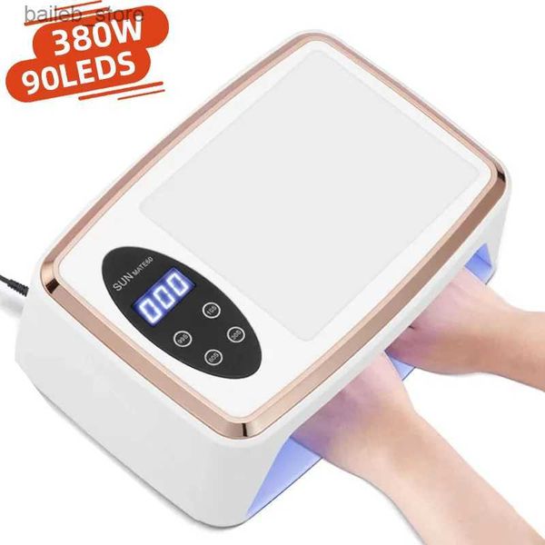 Essiccatori per unghie Nuove lampada a LED UV a 90leds per manicure per unghie 380W Lampade di asciugatura polacco professionale con cuscinetto a mano usura asciugacapelli ad alta potenza Y240419AMFS