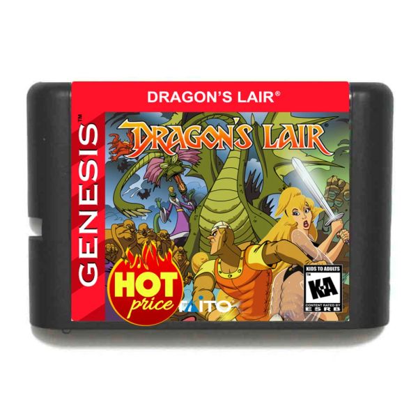 Cards Dragons Lair Carrello di riproduzione della carta da gioco MD a 16 bit per Sega Genesis Mega Drive