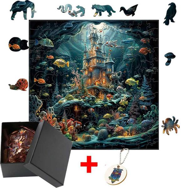 3D Puzzles Ocean World World Wooden Puzzle Diy Crafts Jigsaw for Kids Adults Wood Toys Family Interactive Game Hell Dificuldade Brain Trainer 240419