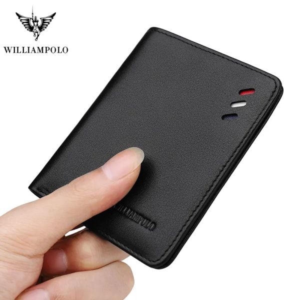 Portafogli Williampolo Genuine Mens Wormet Short Bifold Slim Credit Card Porta della carta Multi Case Organizzatore Black Brown