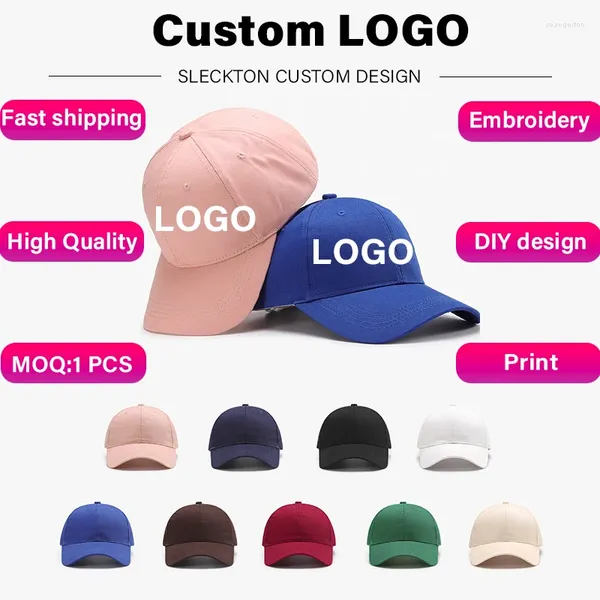 Ball Caps Sleckton Logo Custom Cotton Baseball Cap per uomini e donne Design del marchio Design fai -da -te Ramadiery Summer Sun Hat Adult Unisex