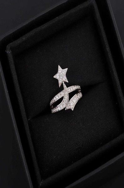 Brand Pure 925 Sterling Silver Jewelry for Women Star Rings CZ Anéis de diamante Ring Jewelry Engagement Branch Ring Luxury3197168