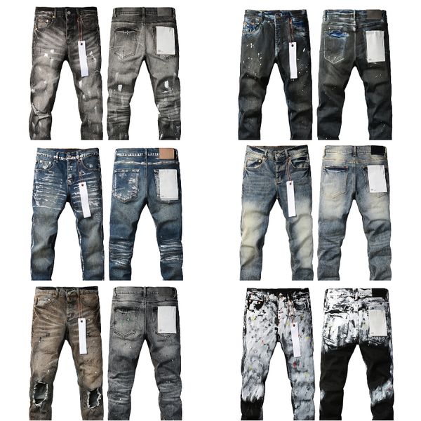 Purple Jeans Designer Gray Black Brand com tagfor para jovens homens à venda Ripped Skinny Jeans Jeans Jeans Les Hommes Jeans Man Designer Straight Slim Long Yu