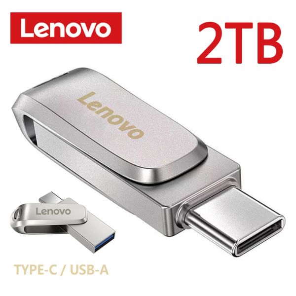 Carte Lenovo Metal U Disk 2 TB 2 in 1 Flash USB ad alta velocità Drive Duable OTG USB 3.0 Typec Interfaccia Penna portatile per laptop per laptop