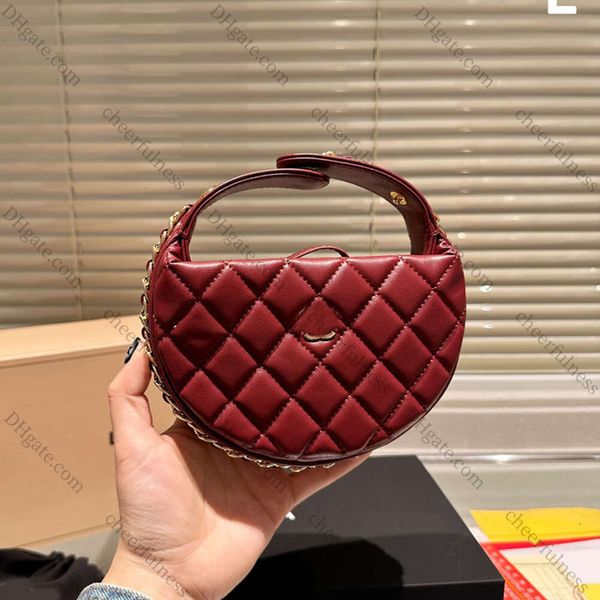 2024 Designer da donna Mini adorabile frizione rotonda borse oro hardware in metallo manico con cabina regolabile Diamond Luxury in pelle Custodia cosmetica Borsa 12 cm 6 CO