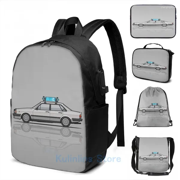 Backpack Graphic Print Daves Four-Ring 4000 B2 Zermasilver 4 portas 1 8 Turbo Sedan USB Charge Men School Travel Bag