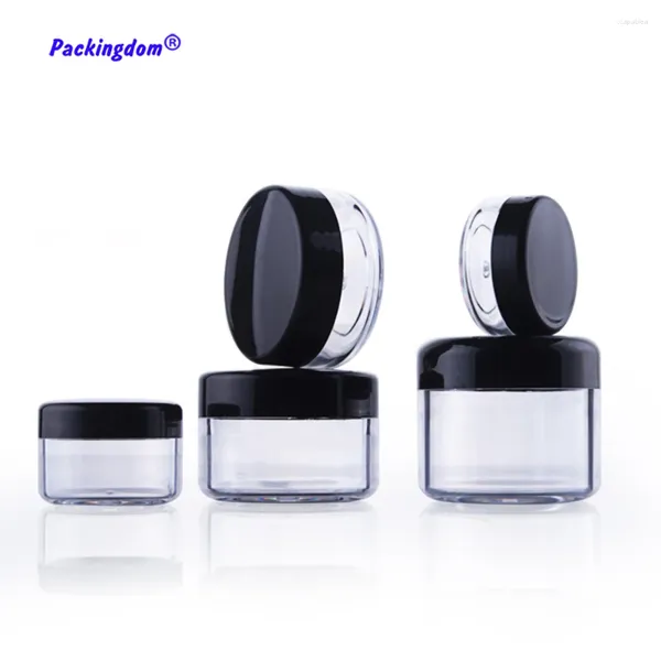 Garrafas de armazenamento 20pcs Creme vazio Jar recipientes cosméticos Plastic redondos maquiagem de maquiagem preto Caps de maquiagem Jarra de pó 3G 5G 10G 15G