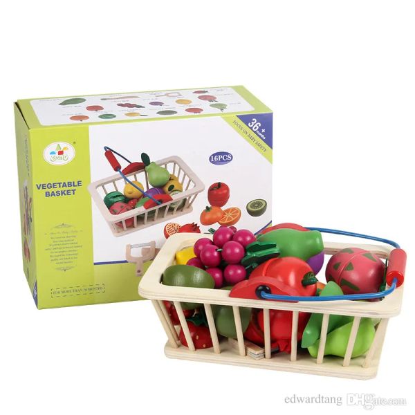 Cibo per bambini Proppetti di istruzione precoce cucina in legno giocattoli per la colazione gelati tagliale verdure di frutta giocattoli per bambini bambini compleanno