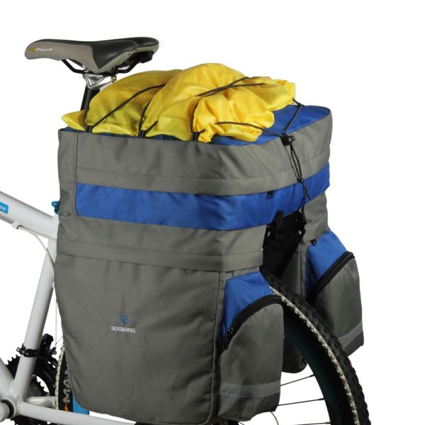 Bolsas de bicicleta bolsa de bicicleta 60l traseira traseira de porta de bicicleta traseira crafão back satier Dois sacolas Tampa de chuva de armazenamento de sela de ciclismo