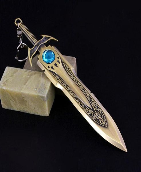 16cm koleksiyon lol barbar kral deneme çinko alaşım kralın kılıç anahtarlık anahtarlık bronz kılıç kolye4227323