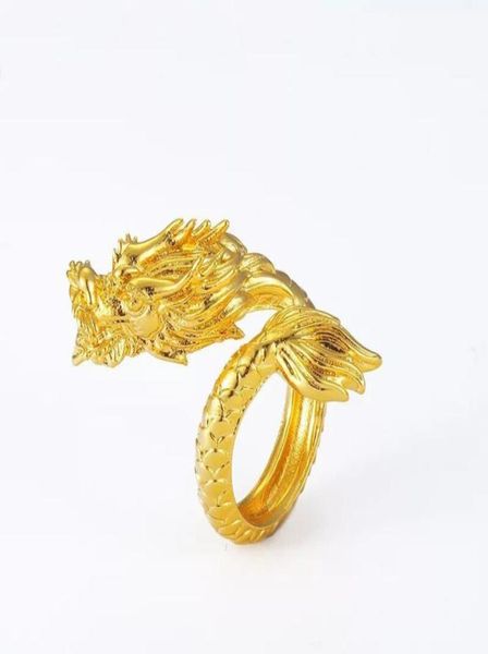 Mgfam 212r Dragon Anelli per apertura maschile Manly Regolata 24k Gold Cina Mascotte National Style Jewelry4981038