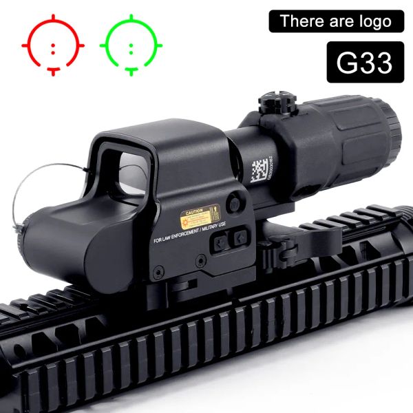 Escopos G33 3x Montíbere de mira com mudança para o lado rápido Montagem QD +Tactical 558 Escopo holográfico vermelho/verde