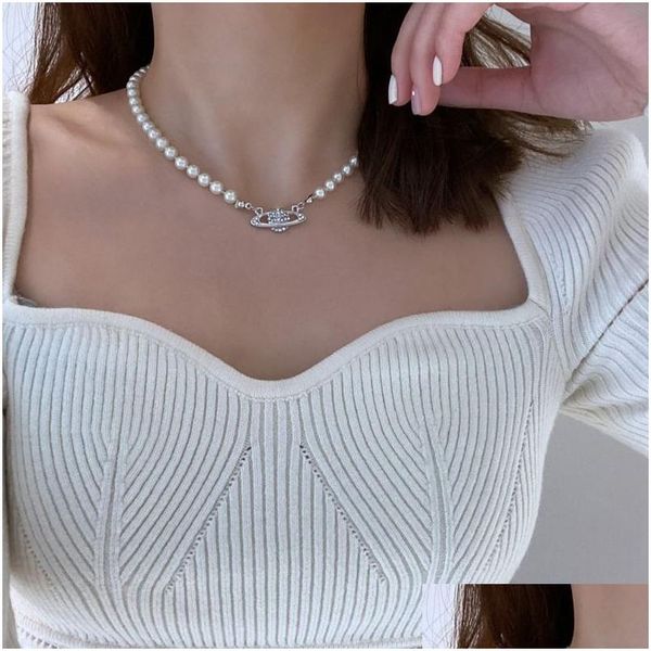 Perlen Halsketten Designer Halskette Klassische Perle Womens Irregare Barock -Schlangekette Nischendesign Europäischer und amerikanischer Tropfen liefern otyzx