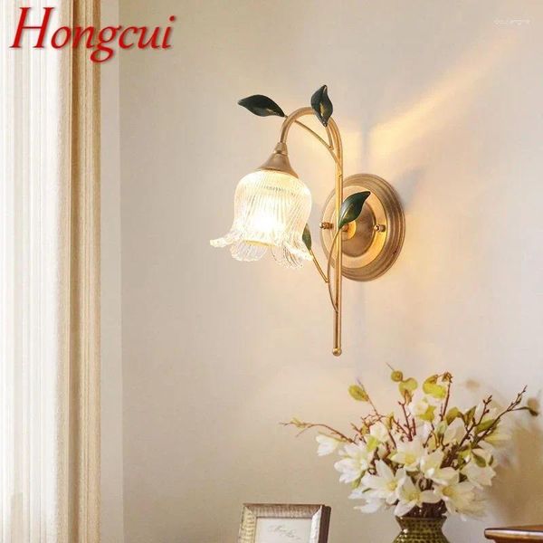 Lampada a muro Hongcui contemporanea pastorale francese LED creativo fiore soggiorno corridoio decorazione per la casa