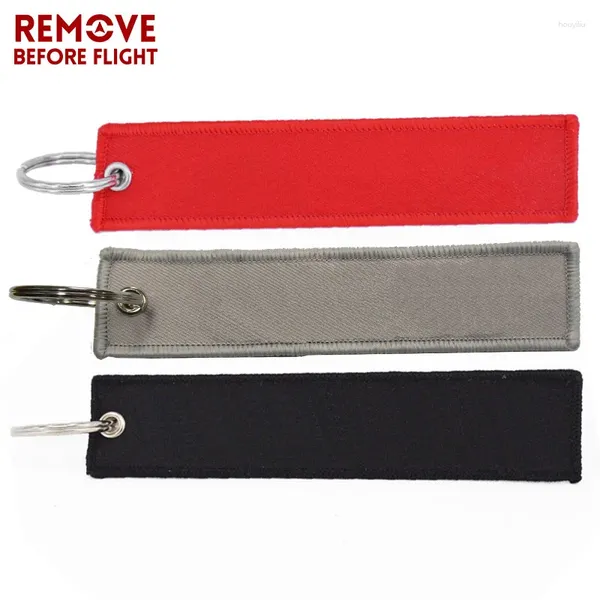 Chaves Remover antes de Flight Keychain para Aviação Presente Double Lado em branco preto vermelho cinza bordado tag de bagagem Plain Chain Plain Chain