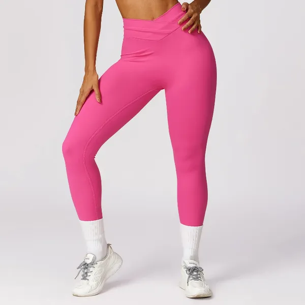 Pantaloni attivi asciugatura leggermente leggings di colore solido Donne cima allevamenti di fitness outfit yoga ad alta vita da palestra abbigliamento spandex
