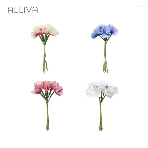 Flores decorativas Alliva varejo Postagem grátis Blooming Artificial Belável buquê de ameixa são usados para presentes personalizados 4 cores