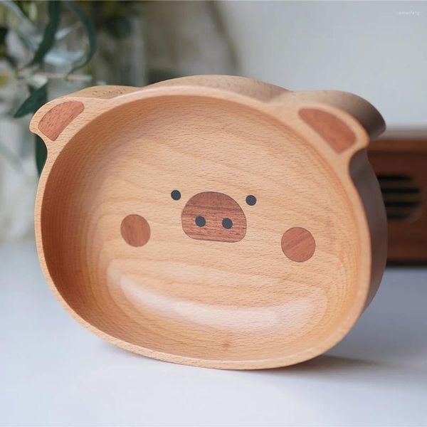 Декоративные фигурки маленькая свиная деревянная пластина ложка милая лечебная серия блюда японская творческая подарочная кухонная принадлежности ручной работы