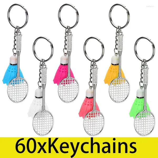 Keychains 60pcs Badminton Keychain Tennis Party Favors Sports Key Ring Ball Holder para mulheres novidades