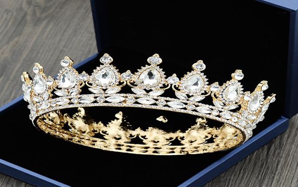 Nuova moda Elegante Elegante Crystal Crystal Bridal Crown Classic Gold Tiaras Domenne Accessori per capelli per capelli per matrimoni Principessa Hairpin 4699551