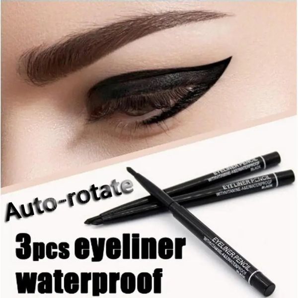 Eyeliner 3pcs Latemodel Kadın Makyaj Döner Geri Çekilebilir Eyeliner Kalem Su Geçirmez Göz Astar Kalemi