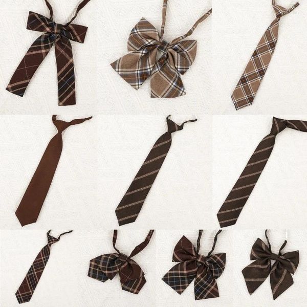 Бабочки JK Vintage Brown Checeed Checeed Precied Sear Tie Tie Corean японское колледж школьная школьная школьная галстука Cravat