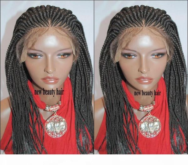 180Dnsibe Handmade Lace Frontal Cornrow Wig Africa American Women Style Box Braid Wig Crochet Braids Lace Front Wig com Baby HAI1931352