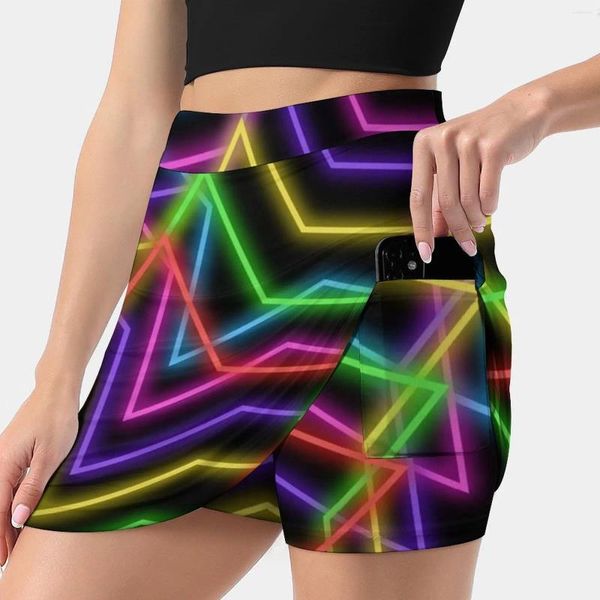 Röcke 1980er Rainbow Neon Leuchtstars Single Image Version Damenrock Y2K Sommerkleidung 2024 Kpop Style Hosen mit