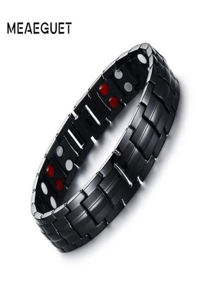 Meaeguet 15mm Magnetgesundheitsleistung Armband für Männer schwarz negatives Ion Far Infrarot Titan Magnetetherapie Armbänder Schmuck Juwely96581