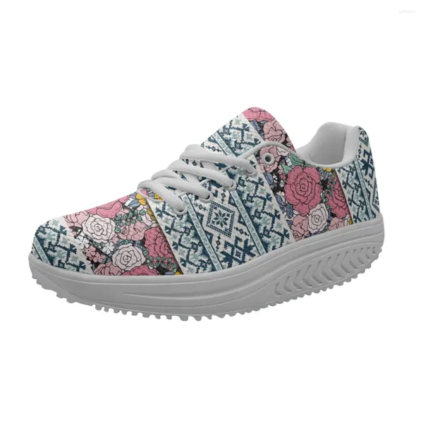 Sapatos casuais Bonito rosa rosa Padrão de rosa Senhora Spring Autumn Sneakers não deslizam esportes respiráveis viagens ao ar livre calçadas calçadas de dedão do pé