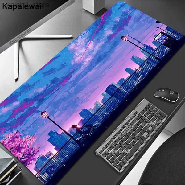 Mouse almofadas de pulso repousa a paisagem da lua grande mouse tapete japão Japão rua mousepads kawaii laptop mousepad grande mesa de mesa tapetes xxl mouse pad 100x50cm y240419