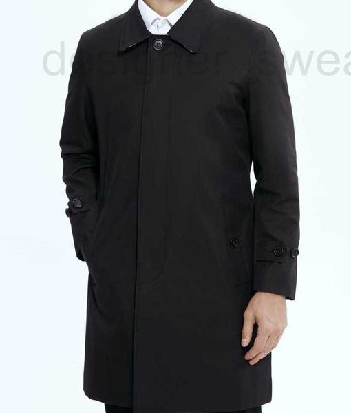 Designer de casacos de trincheira masculina Mesmo estilo masculino Casaco de trincheira de peito único no site oficial, sem ferro de comprimento médio da moda de lapela de lapela da moda Ysu4