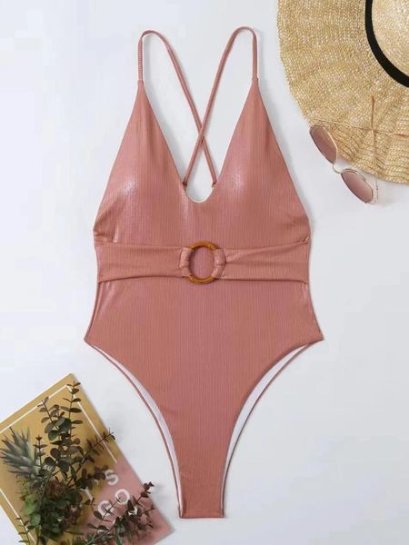 Женские купальные костюмы Strape Monokini Ring Link One Piece Swimsuit Женщины сплошной перекрестный купальный костюм для купания пляжа пляжный боди