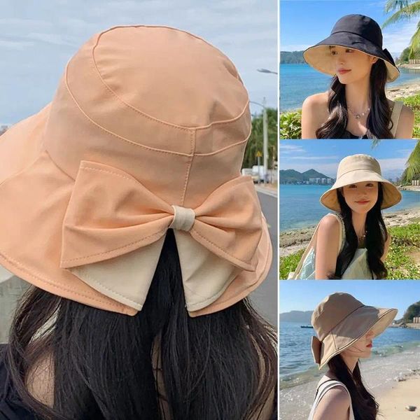 Berretti larghi bride brà cappello pescatore casual traspirato e traspirato da sole anti -uv berretto da spiaggia regolabile femminile