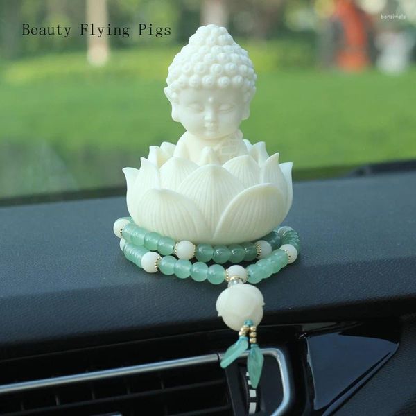 Estatuetas decorativas 7.5x9.8cm Creative Little Little Buddha Lotus Car Decoração de Interiores Decoração fofa Acessórios