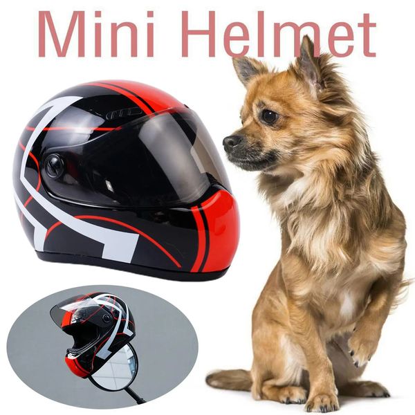 Moda Pet Emniyet Mini Motosiklet Kask Küçük Köpek Kedi Yavru Yavrular Çarpışma Karşıtı Şapka Sevimli Evcil Hayvanlar Binicilik Stil Po Props Oyuncaklar 240418