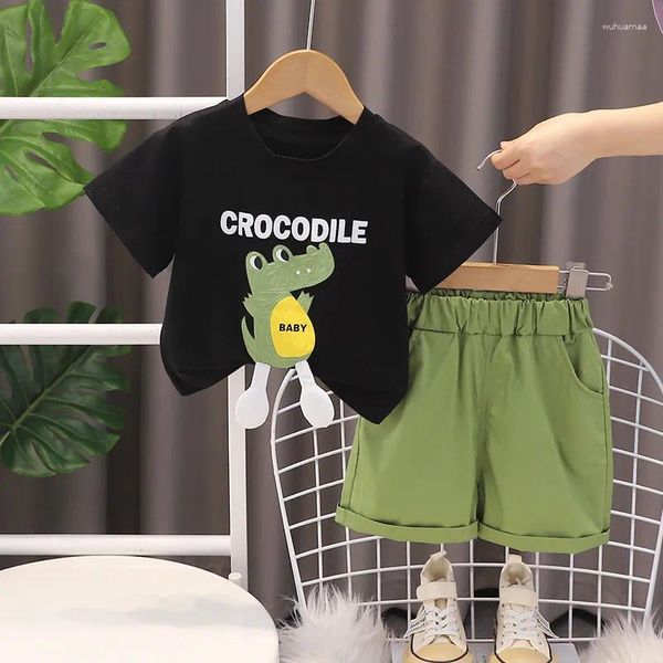 Giyim Setleri Toddler Boy Kıyafetleri Yaz Bebek Erkek Giysileri 3 Yıllık Timsah Baskılı Kısa Kollu T-Shirts Şort için İki Parça