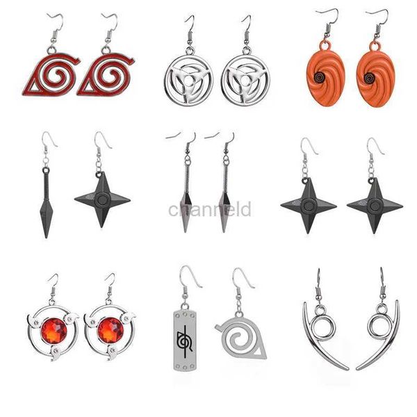 Outros Anime Cosplay Akatsuki Brincos para mulheres Jóias de jóias Red Cloud Ear Hoops Ninja Darts Dangle Brinculhing Fãs Creative Presente 240419